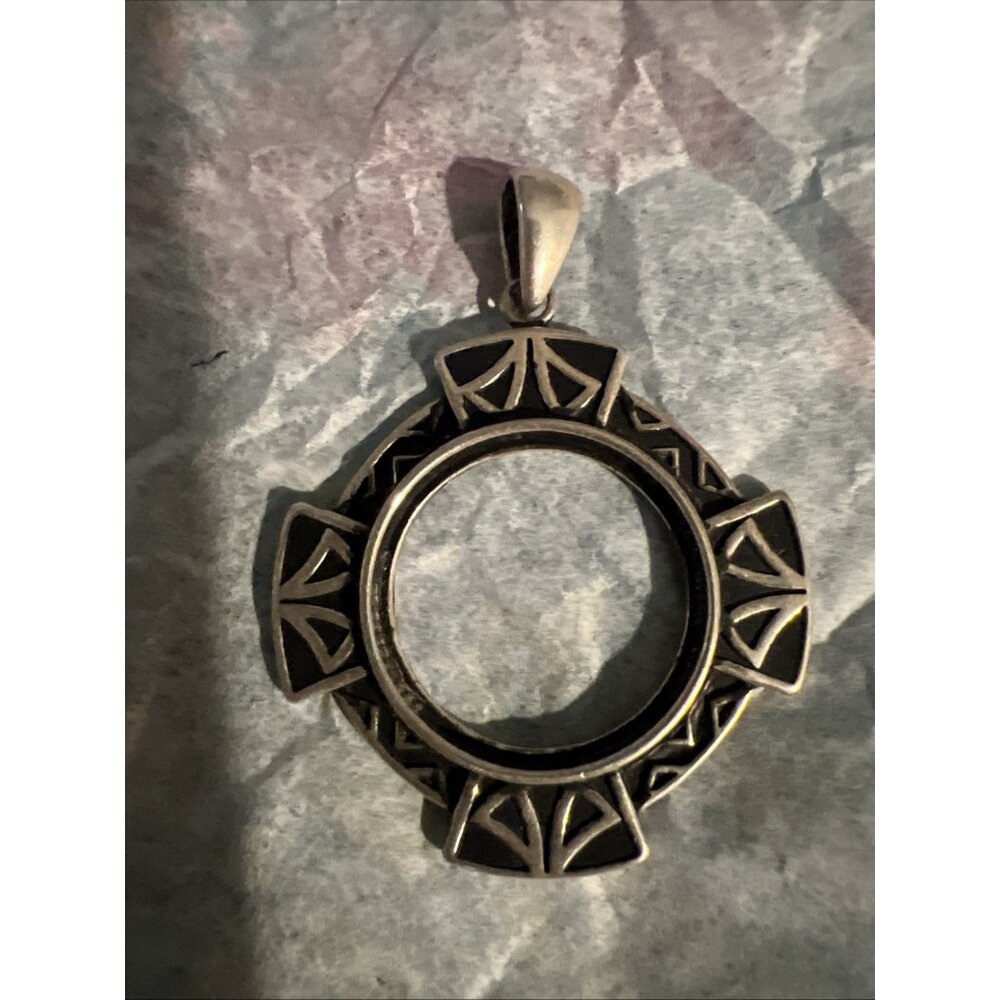 VINTAGE STERLING SILVER COIN BEZEL PENDANT MILOR ITALY 11.2 Grams